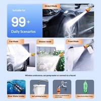 Alat Cuci Mobil Semprotan Air Bertekanan Tinggi 220V Pompa Pembersih Lantai Kuat Nirkabel Super-Pressurized Lithium ABS