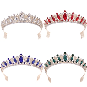 ขายส่ง<span class=keywords><strong>ราคา</strong></span><span class=keywords><strong>ถูก</strong></span>ราคาต่ําพรีเมี่ยมเจ้าสาวมงกุฏเพชร-Ecrusted วันเกิดมงกุฎหวีผมงานแต่งงานเครื่องประดับ - Product Image 1