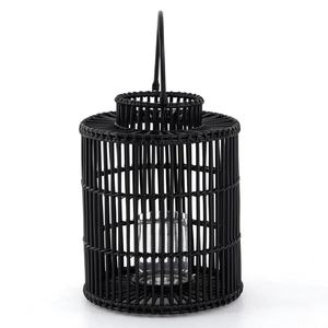 Linternas decorativas de ratán con mango, color negro, ideales para usar en el jardín o patio, para una sensación acogedora - Product Image 3