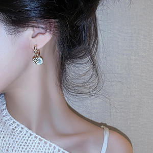 Boucles d'oreilles en zircon, en forme de coquille d'octogramme, plaqué or 14K, en argent <span class=keywords><strong>2022</strong></span>, bijoux pour femmes, vente en gros, 925 - Product Image 2