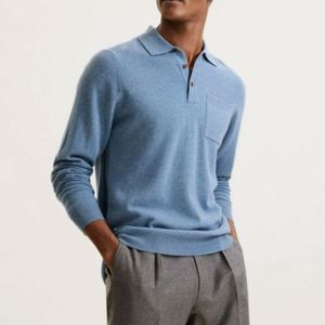 Wholesale Designer <b>Men's</b> Cardigan Spring Season <b>Jumper</b> Turn-down Collar Adults' Pullover Sweater Breathable Solid <b>Pattern</b> Full - Product Image 1