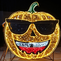 Arco de Calabaza LED Rojo 2D - Decoración para Fiesta de Halloween con Clasificación IP65, Material de PVC para Exteriores, Granjas, Centros Comerciales y Grandes Eventos