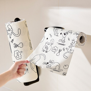 Cute Cartoon Print Disposable Cleaning Cloths <b>Rectangle</b> Non Slip Absorbent Oil Absorbing Dry Wet Dual Use For Living Room - Product Image 1