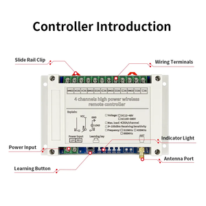 Bộ thu tín hiệu điều khiển từ xa không dây 12V DC24V 4 kênh 30A Rơle chuyển mạch động cơ Tích cực và sửa đổi <span class=keywords><strong>RF</strong></span> 433mhz BẬT TẮT Bộ thu tín hiệu - Product Image 5
