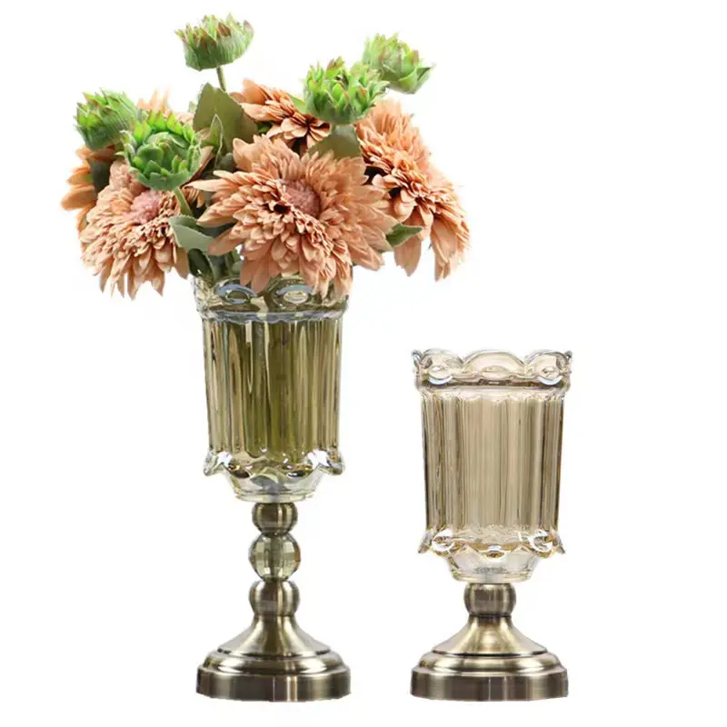 Vas kaca kristal Eropa bunga klasik dekorasi luar ruangan kaca pernikahan mewah dalam ruangan dekorasi rumah vas kristal