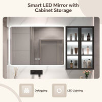 Meuble de rangement élégant en bois massif, style luxe léger et moderne, avec miroir intelligent, pour chambre et salle de bain, avec lavabo simple ou double.