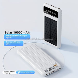 แบตสำรองพลังงานแสงอาทิตย์แบบบาง10000มิลลิแอมป์พร้อมสายชาร์จไฟ LED 4สายชาร์จกลางแจ้งแบบพกพาสำหรับการเดินทางตั้งแคมป์ - Product Image 6