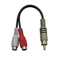 Câble audio double RCA femelle vers RCA mâle avec gaine en PVC compatible avec lecteur DVD, téléviseur HD, ordinateur, autoradio