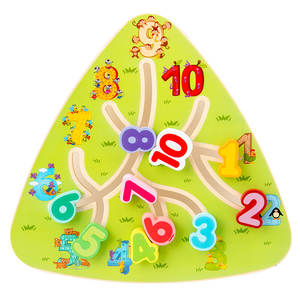 Niños Montessori forma triangular colorido a juego tablero deslizante cognitivo educación temprana pista de madera juego de laberinto juguetes para niños - Product Image 1