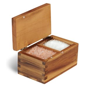 Boîte à sel en bois <span class=keywords><strong>d</strong></span>'acacia avec couvercle magnétique à clapet, grande capacité de 20 oz, boîte à sel pour le stockage des assaisonnements de cuisine, brun <span class=keywords><strong>naturel</strong></span> - Product Image 1
