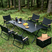 Grande table pliante portable d'extérieur pour pique-nique, avec structure en fer, imperméable, pour camping et barbecue