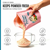 Sachet Doypack Personnalisé Imprimé, Stratifié PE, Étanche, Qualité Alimentaire pour Poudre de Crème Glacée
