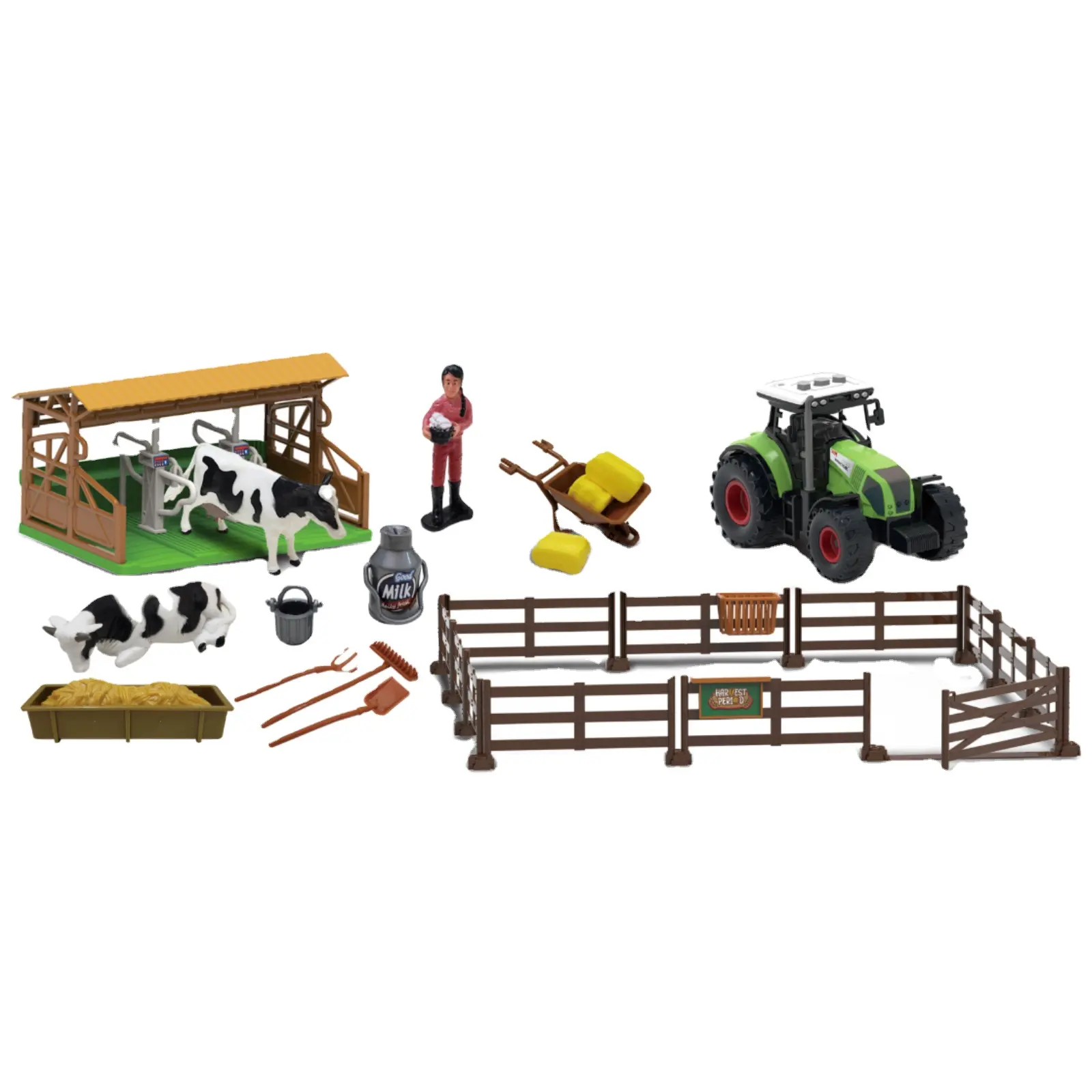 Wancheng TOYS 43 Uds 6 en 1 vehículo agrícola tractor pasto máquina modelo MOC bloques de construcción niños granja juguete tractor cosechadora