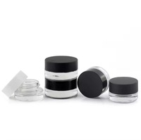 Pot en verre dépoli à fond épais pour échantillons de crème cosmétique pour les yeux et le visage, avec bouchon à vis en aluminium/bambou noir