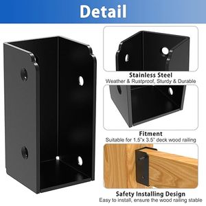 2x4 Deck Railing <strong>Brackets</strong>, Heavy Duty <strong>Fence</strong> and Stair Railing Connectors for Wood <strong>Post</strong> and Decking Installation - Product Image 5