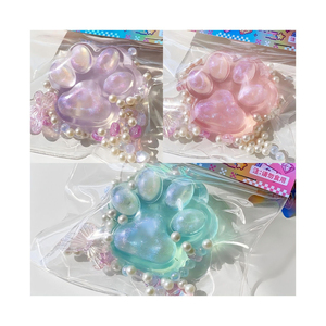 Pink Pearl Paw <b>Silicone</b> Stress Relief Squishy Gel <b>Bead</b> Fidget Toy Sensory Keychain Charm for Kids Adults Gift - Product Image 2