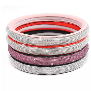 Cubierta de cristal antideslizante para <span class=keywords><strong>volante</strong></span> de mujer, accesorios decorativos brillantes de cuero PU con diamantes de imitación - Product Image 2