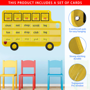Large School Bus Shaped <b>Pocket</b> Charts for Kids, Back to School Supplies, Classroom Decor Hanging <b>Pocket</b> Charts - Product Image 4