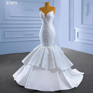 Jancember ชุดแต่งงานทรงนางเงือกลูกไม้แขนกุด RSM67471สวยงาม - Product Image 3