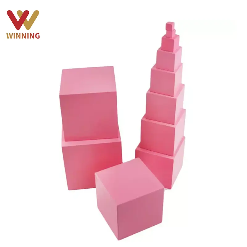 Winning Montessori Early Learning Toys Educational Toy Children Wooden Toys Montessori Pink Tower For Kids
