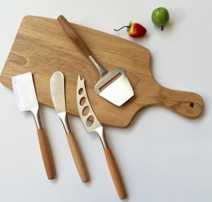 Set di utensili da cucina in acciaio inossidabile prezzo all'ingrosso coltelli da formaggio tagliere con coltello con manico in legno - Product Image 4
