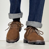 Sepatu Boots Pria Baru Sol Tebal Tali Sepatu Anti Air Anti Selip Bernapas Retro High-end Kerja Sepatu Boots Setengah Tinggi