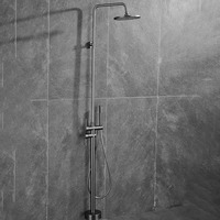 Ensemble de colonne de douche extérieure en acier inoxydable Robinet de douche sur pied avec jet de pluie pour piscine et bain de plage