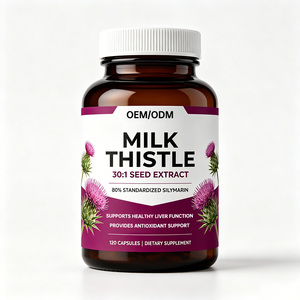 OEM/ODM Milk Thistle Herbal <b>Supplement</b> Milk Thistle Seed Extract Capsules Silymarin Supports <b>Liver</b> Health Dietary Fiber - Product Image 1