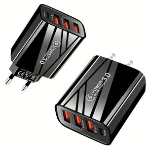 20W PD Travel Charger US EU Plug 3 <b>USB</b> + <b>Type</b>-<b>C</b> Fast Wall Charger 4 in 1 Mobile Phone Power <b>Adapter</b> - Product Image 1