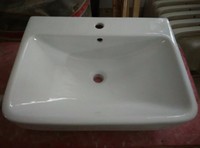 Lavabo de comptoir en céramique de porcelaine moderne pour meuble, finition blanc pur, écologique et résistant à l'eau