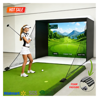 Enceinte de simulateur de golf professionnelle avec filets et écran d'impact HD 2,65x2,65m