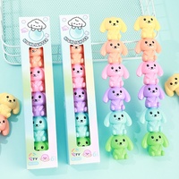 Surligneurs en forme de chiot mignons, non effaçables, pour étudiants, lot de 6 pièces en boîte de présentation, logo personnalisé, publicité à fort impact