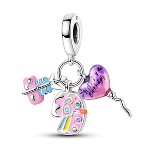 Breloque en forme de cœur certifiée GDTC en argent 925 plaqué or avec zircon, style familial, perles argentées, personnage de dessin animé, pour enfants, DIY - Product Image 3