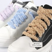 Lacets Plats en Peluche Personnalisés de Haute Qualité, Moelleux, Crantés, Style Décontracté et Tendance