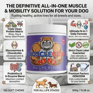 Complément multivitaminé N-en-1 pour chiens, sous marque privée OEM/ODM, pour le gain musculaire, sous forme de friandises molles avec probiotiques et glucosamine, 300g - Product Image 1