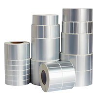 Étiquettes autocollantes en PET/PVC argentées mates imperméables, étiquettes d'impression de codes-barres, transfert thermique, étiquette brillante en polyester