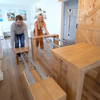 Table à manger ovale en bois massif style colonne romaine, en chêne américain, frêne, noyer, teck, extensible – Nouveauté 2027, vente chaude usine