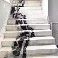 Carreaux de marche d'escalier en pierre naturelle moderne en gros de l'usine Boton Stone, marbre blanc Panda poli pour villa intérieure, garantie 1 an