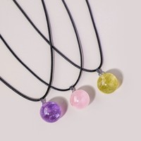 Pendentif boule de cristal naturel moulé par compression, collier en pierres précieuses violettes, roses, blanches et jaunes, artisanat en cristal, bijoux pour femmes