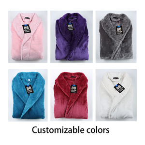 Peignoir en flanelle épaisse de couleur unie pour femme avec logo personnalisé, pyjama à manches longues, vêtements de détente pour l'automne et l'hiver, vêtements de nuit, peignoir - Product Image 6