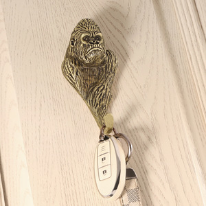Poignée de <span class=keywords><strong>porte</strong></span> en laiton massif, motif gorille, laiton antique, grand crochet, silhouette animale, quincaillerie de meuble, cuivre pur, bouton de tirage - Product Image 4