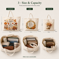 Sacs de courses en toile de coton personnalisés pour Thanksgiving, sacs fourre-tout réutilisables avec logo, sacs cadeaux en gros pour la vente au détail et les événements