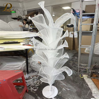 Décoration de mariage et d'événements JINDA, installation artistique géante en organza de soie blanche faite à la main, centre de table, support floral