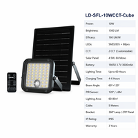 Projecteur solaire intelligent 10W avec télécommande, mode d'éclairage personnalisable, luminosité réglable, minuterie, conception séparée, lampe de sécurité extérieure