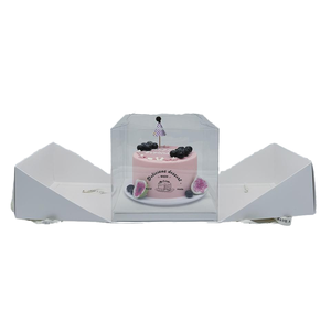 Nhựa Trong Suốt Bảo Vệ Tùy Chỉnh Bán Buôn Giấy Bao Bì Bánh Hộp Với Ribbon Xử Lý Cho 8 "10" 12 "Bánh - Product Image 4