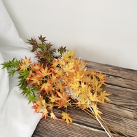 Tige de feuilles d'érable artificielles en soie et plastique, faite à la main, 90 cm, pour décoration murale, Thanksgiving, Fête des Mères, Halloween