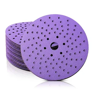 Durable Purple Sandpaper Automotive Polishing Hook Loop Film Sanding Disc SG Abrasive Porous Sand Paper For Car Sanding