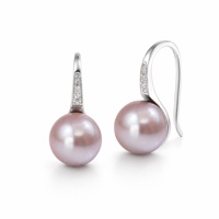 Boucles d'oreilles pendantes en argent sterling 925 avec perles d'eau douce Edison violettes de 9-10 mm et zircone cubique, bijoux fins pour femmes