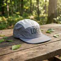 Casquette de sport légère à 5 panneaux, séchage rapide, respirante, en toile, visière plate, logo personnalisé, pour activités de plein air, camping, unisexe