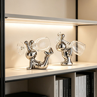 Porte-vin créatif en forme de lapin, ornement pour meuble à vin, décoration de hall d'entrée, décoration intérieure, support à verres à vin pour buffet de salon